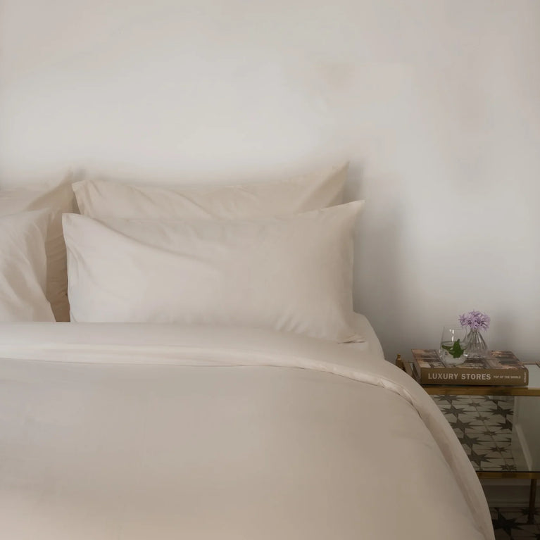 Set van 2 kussenslopen Egyptisch katoen Percal 400TC | Chalk White