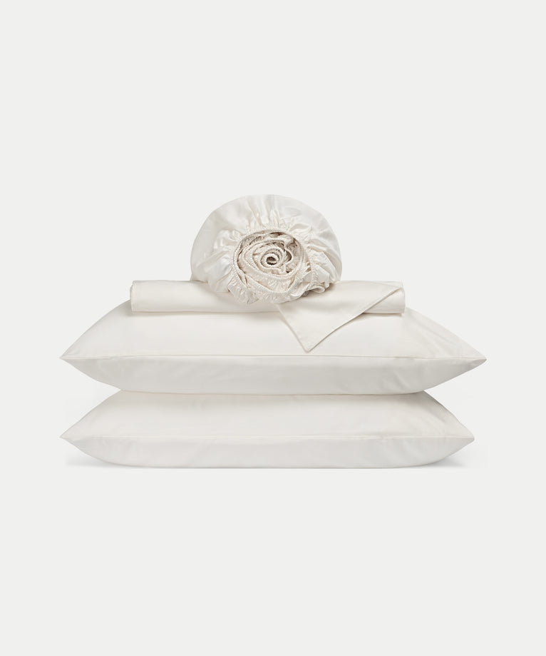 Dekbedovertrekset + Hoeslaken Egyptisch Katoen Satijn | Cream