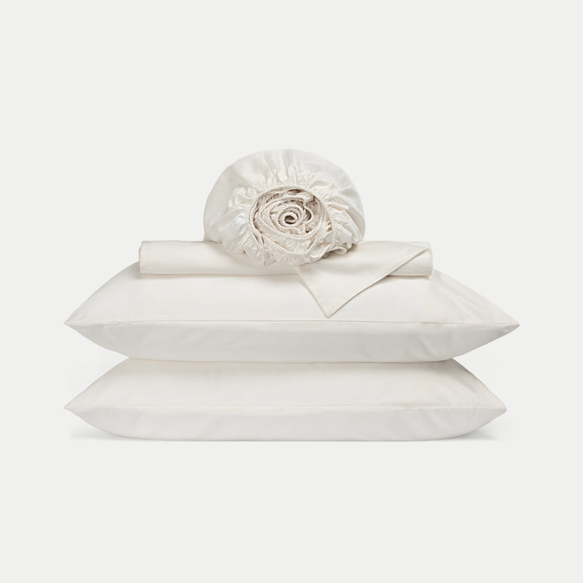 Dekbedovertrekset + Hoeslaken Egyptisch Katoen Satijn | Cream