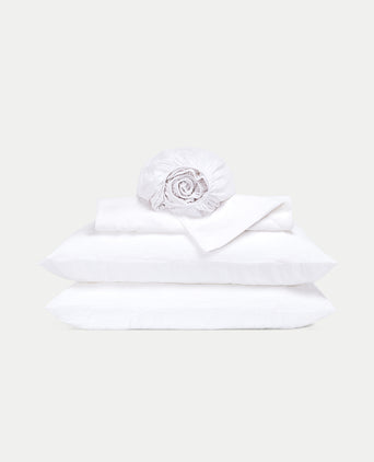 Dekbedovertrekset & Hoeslaken Gewassen Linnen Wit Dekbedovertrekset & Hoeslaken Gewassen Linnen Wit