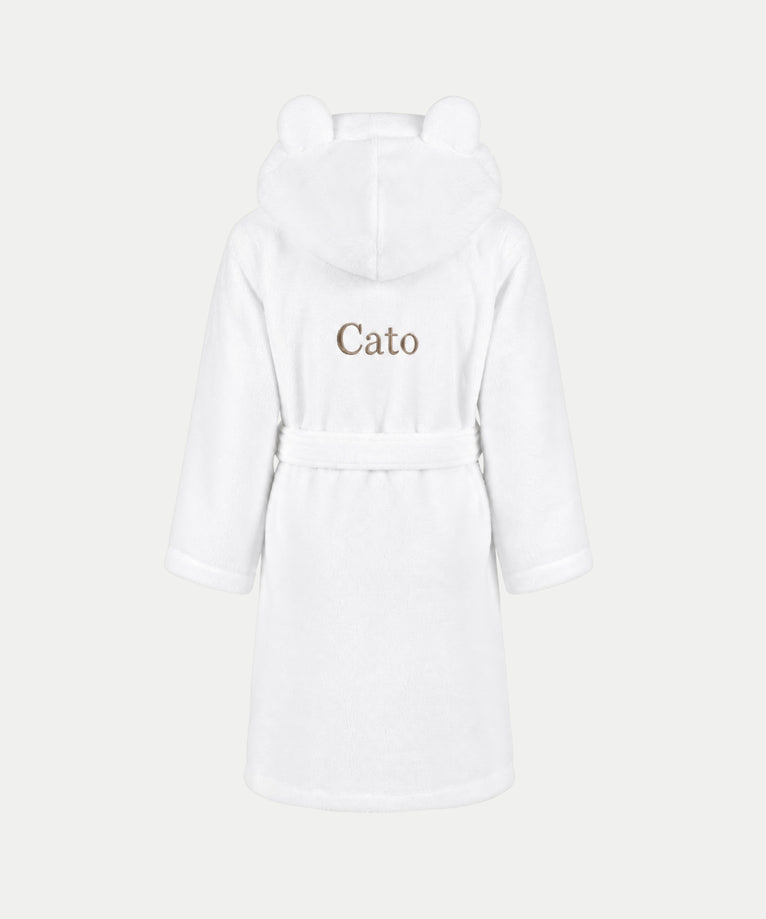 Kinderbadjas zero-twist katoen met borduursel | Wit
