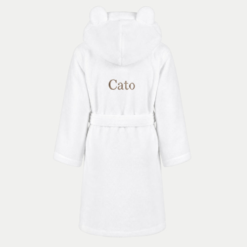 Kinderbadjas zero-twist katoen met borduursel | Wit
