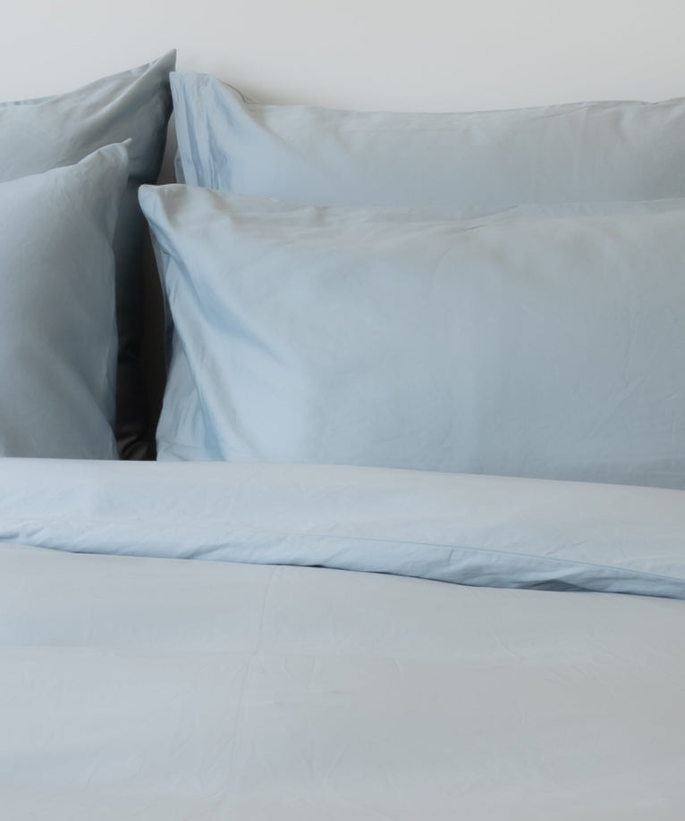 Set van 2 kussenslopen Egyptisch katoen 400TC Satijn | Misty Blue