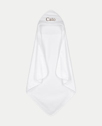 Badcape Baby zero-twist katoen met borduursel | Wit Badcape Baby zero-twist katoen met borduursel | Wit