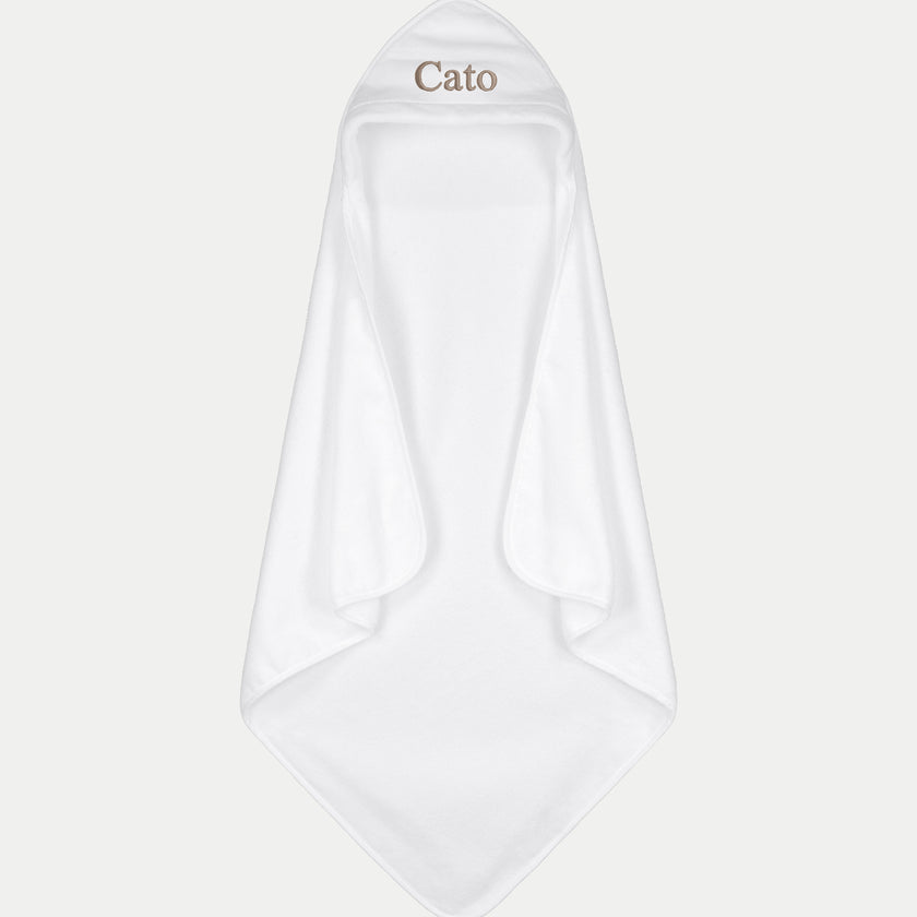 Baby Hooded Towel zero-twist cotton with embroidery | White