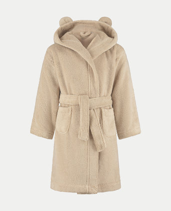 Kinderbadjas zero-twist katoen | Latte Kinderbadjas met capuchon en oortjes in de kleur latte