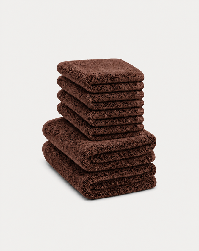 Gastendoekje zero-twist katoen 30x30 cm (4 st.) + 40x60 cm (2 st.) | Chestnut