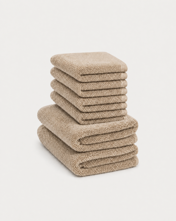Gastendoekje zero-twist katoen 30x30 cm (4 st.) + 40x60 cm (2 st.) | Latte