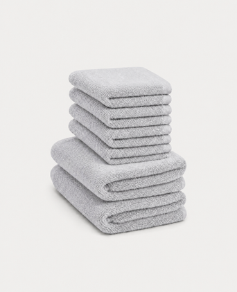 Gastendoekje zero-twist katoen 30x30 cm (4 st.) + 40x60 cm (2 st.) | Zilvergrijs Gastendoekje zero-twist katoen 30x30 cm (4 st.) + 40x60 cm (2 st.) | Zilvergrijs
