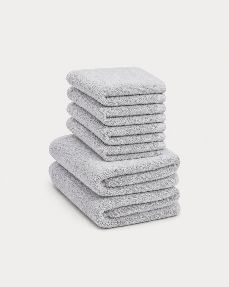 Gastendoekje zero-twist katoen 30x30 cm (4 st.) + 40x60 cm (2 st.) | Zilvergrijs