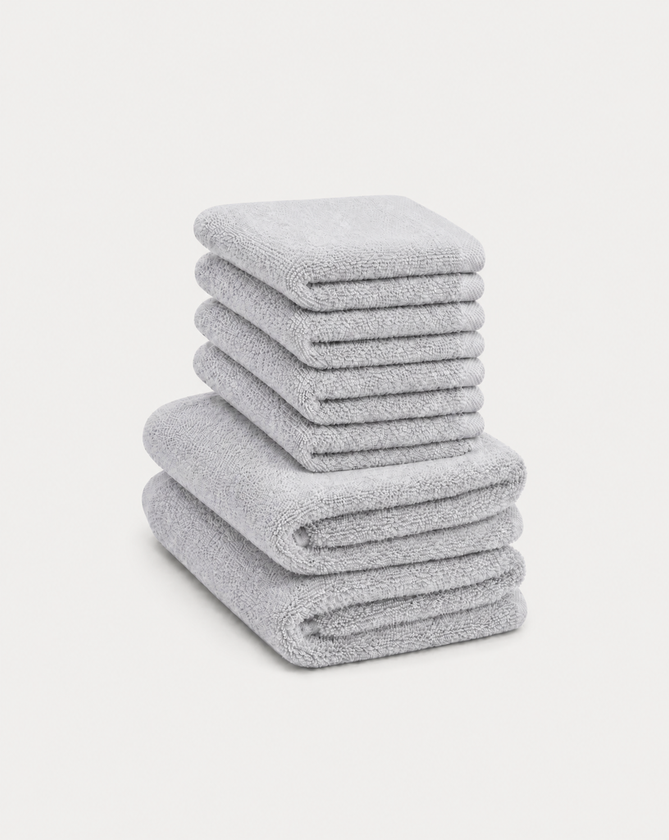 Gastendoekje zero-twist katoen 30x30 cm (4 st.) + 40x60 cm (2 st.) | Zilvergrijs