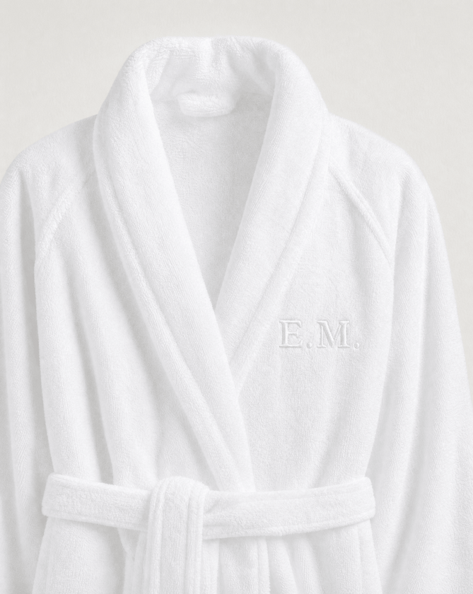 Badjas zero-twist katoen met borduursel | Wit