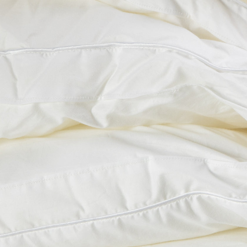 Detail steg van hotel dekbed voor de winter van 90% dons