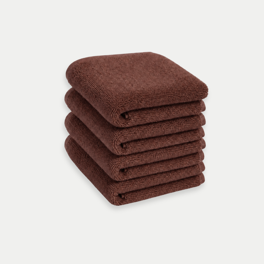 Gastendoekje zero-twist katoen 30x30 cm (4 st.) | Chestnut