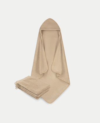 Badcape Baby + Washandjes Latte