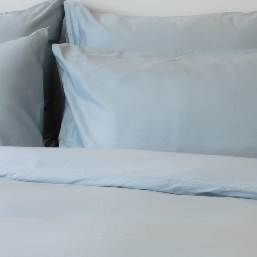 Set van 2 kussenslopen Egyptisch katoen 400TC Satijn | Misty Blue