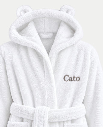 Kinderbadjas zero-twist katoen met borduursel | Wit