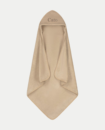Badcape Baby zero-twist katoen met borduursel | Latte