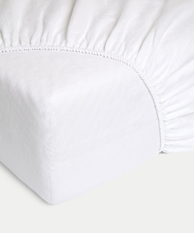 Hoeslaken 100% Gewassen Linnen | Wit