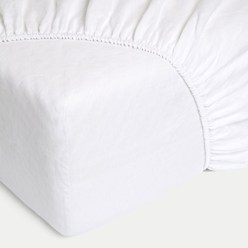 Hoeslaken 100% Gewassen Linnen | Wit