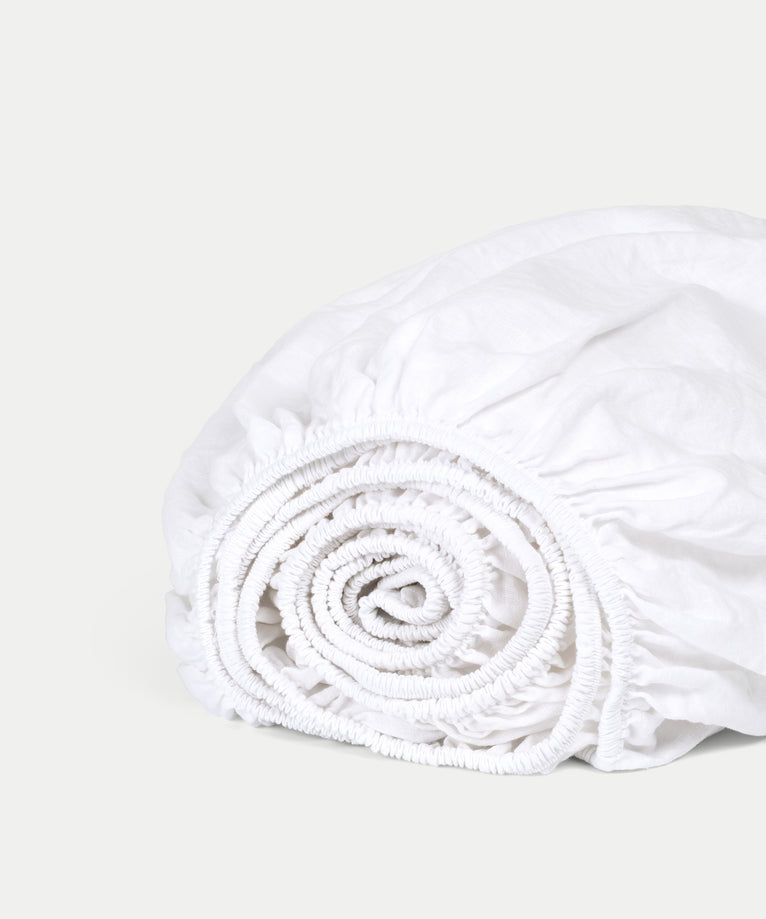 Hoeslaken 100% Gewassen Linnen | Wit