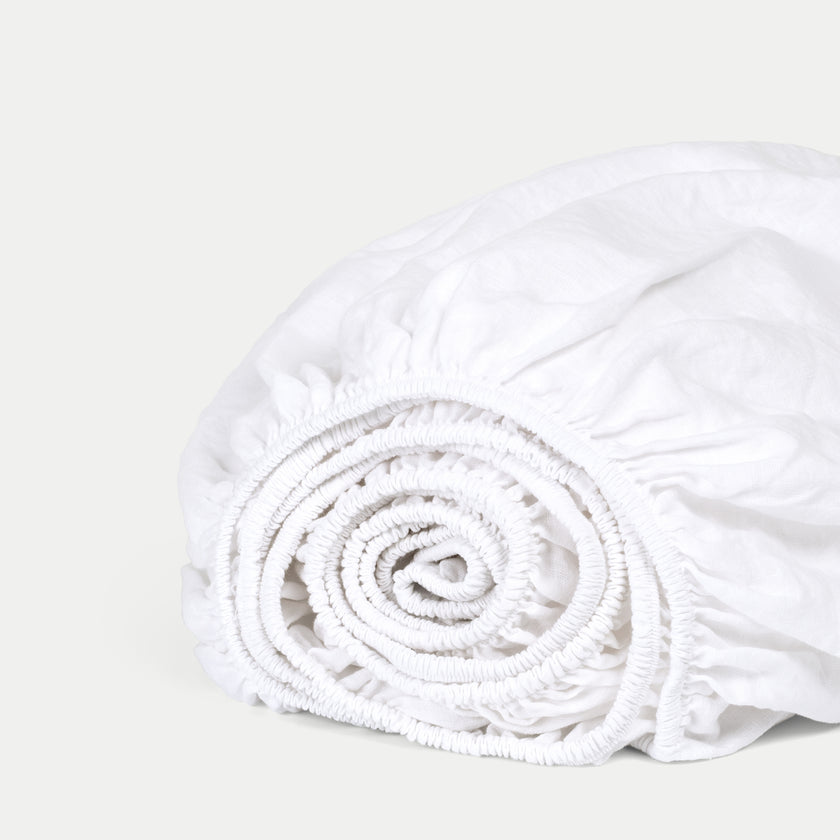 Hoeslaken 100% Gewassen Linnen | Wit