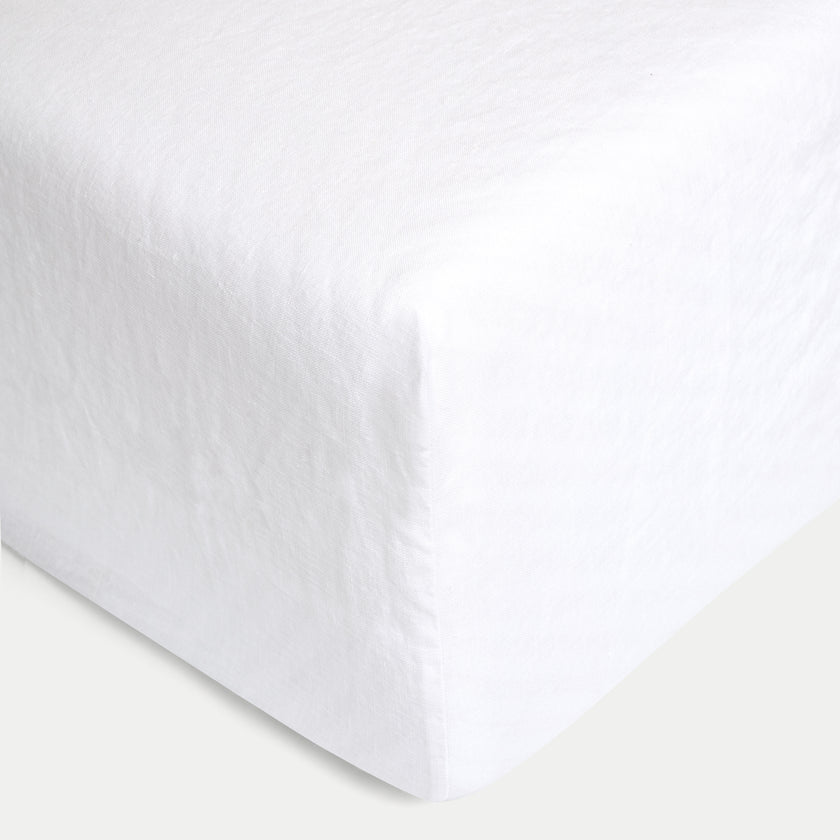 Hoeslaken 100% Gewassen Linnen | Wit