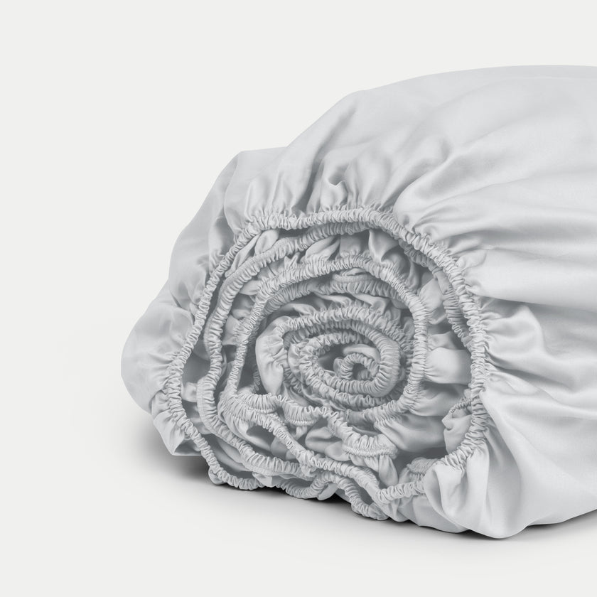 Hoeslaken Egyptisch katoen Satijn 400TC | Zilvergrijs