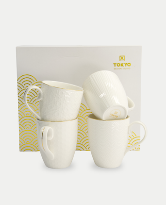 4 Tokyo Design Mokken - Nippon White Gold Rim Giftset