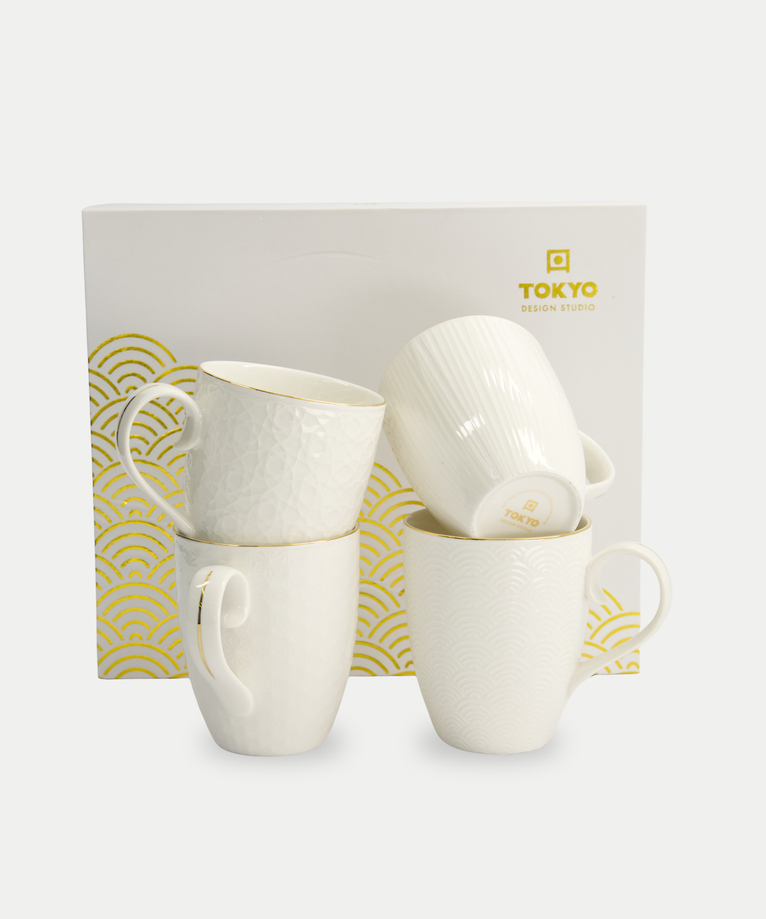 4 Tokyo Design Mokken - Nippon White Gold Rim Giftset