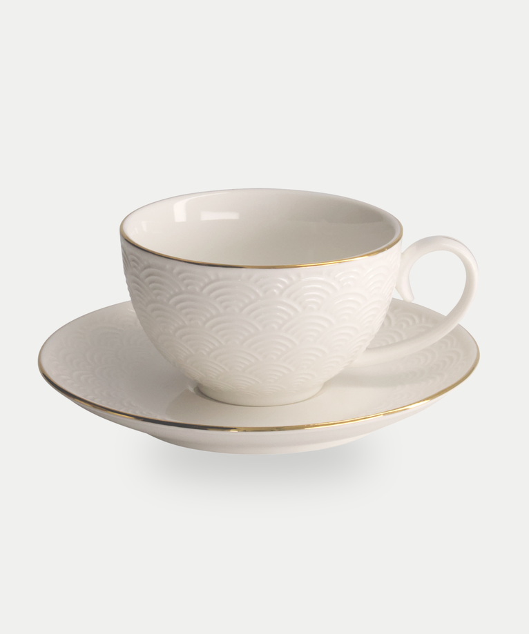 Tokyo Design Studio – Nippon White Gold Rim Kop-en-Schotelset Star Lines (8-delig)