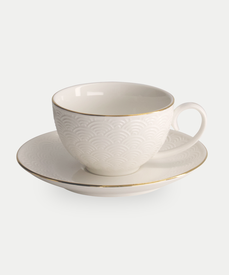 Tokyo Design Studio – Nippon White Gold Rim Kop-en-Schotelset Star Lines (8-delig)