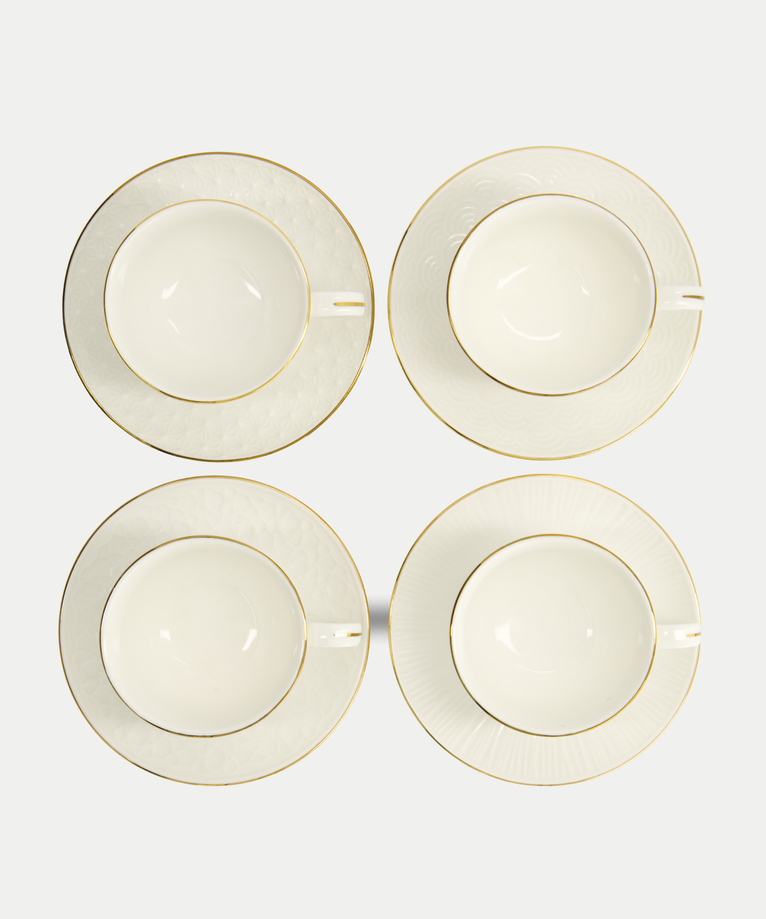Tokyo Design Studio – Nippon White Gold Rim Kop-en-Schotelset Star Lines (8-delig)