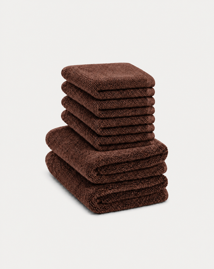 Gastendoekje zero-twist katoen 30x30 cm (4 st.) + 40x60 cm (2 st.) | Chestnut