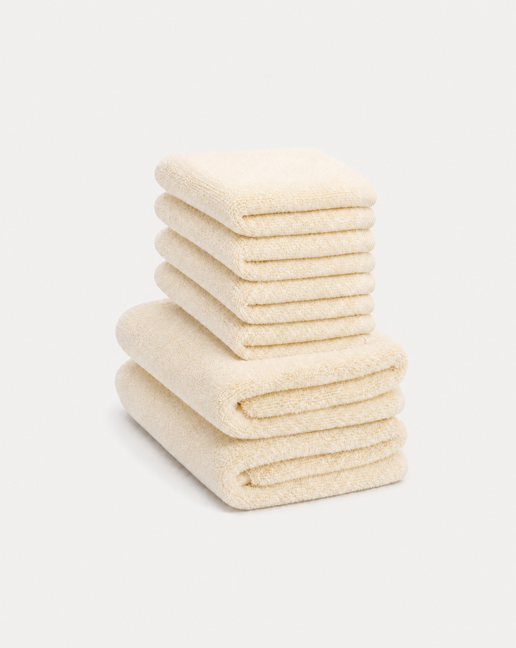 Gastendoekje zero-twist katoen 30x30 cm (4 st.) + 40x60 cm (2 st.) | Cream